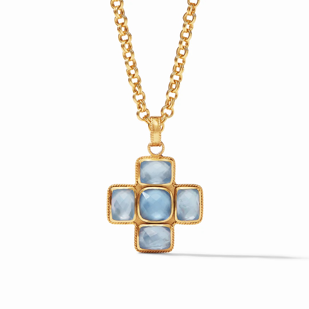 Julie Vos Savoy Pendant Necklace in Iridescent Chalcedony Blue