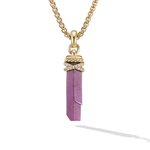 David Yurman Wrapped Ruby Crystal Amulet with 18K Yellow Gold and Pave Diamonds 0