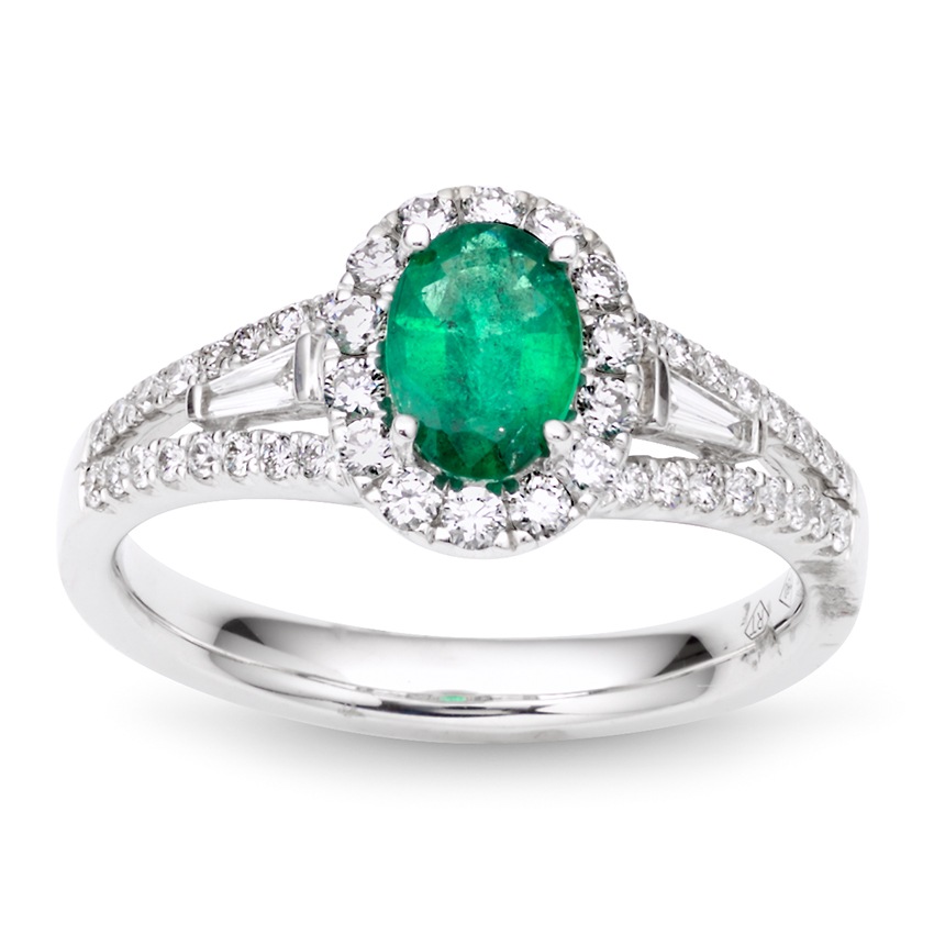 .73 CT Oval Emerald Ring with Diamond Split Shank Ring 0