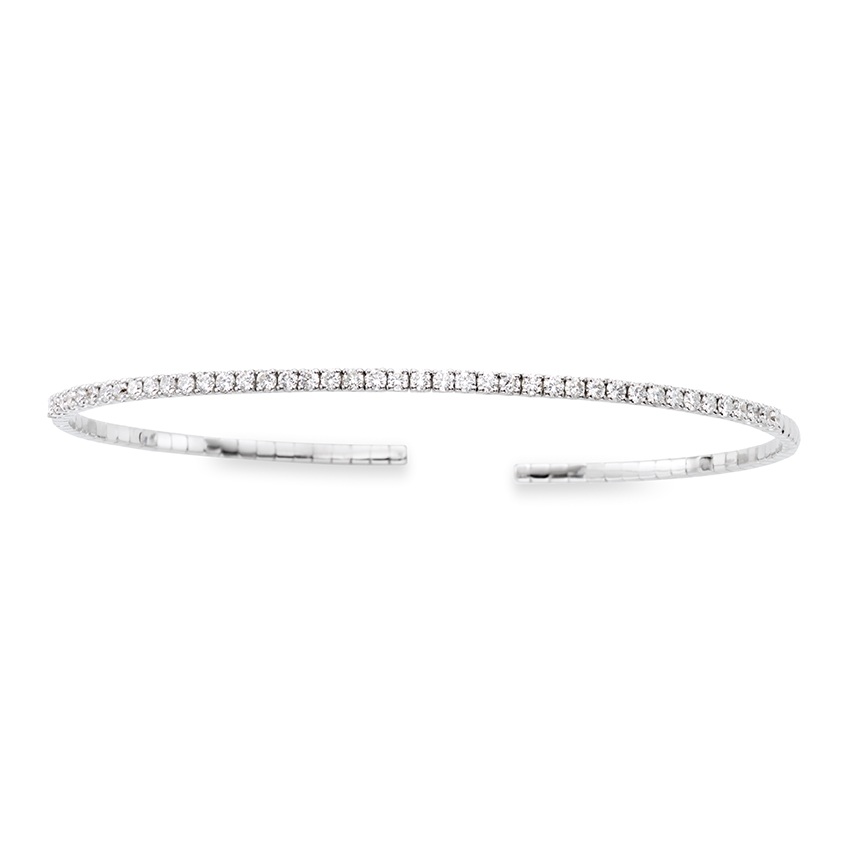 White Gold & Diamond Thin Cuff Bracelet 0