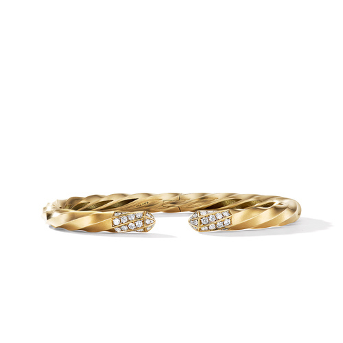 David Yurman Cable Edge Bracelet in Recycled 18K Yellow Gold with Pave Diamonds 0