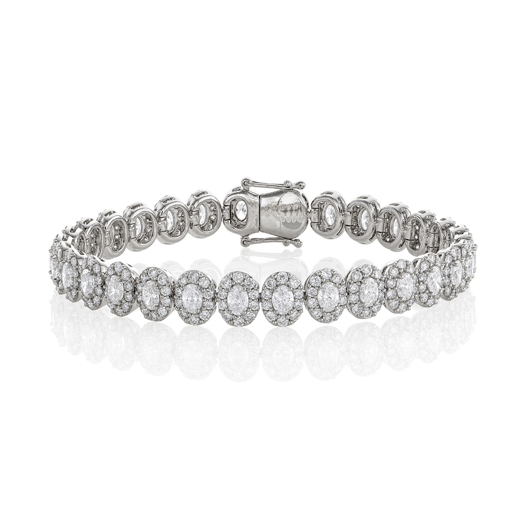 Oval Halo Diamond Bracelet 0