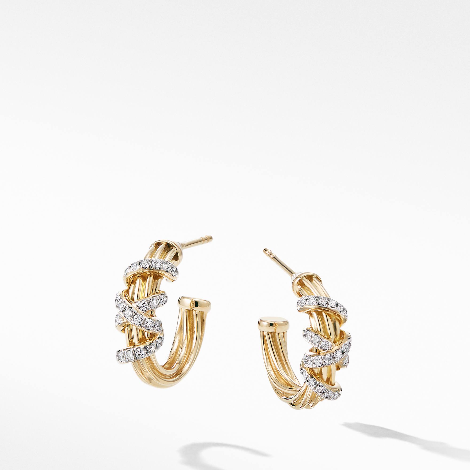 David Yurman Helena Small Hoop Earring in 18K Yellow Gold with Diamonds 0