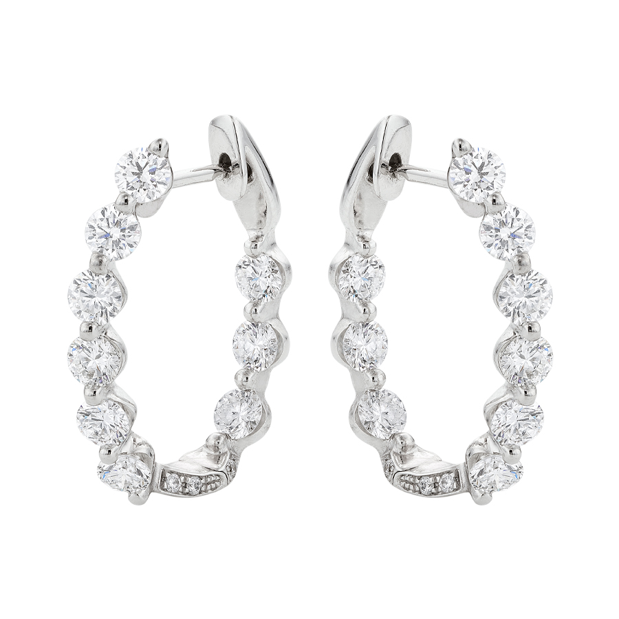 2.72CTW In and Out Oval Shaped Hoop Earrings 17mm 0
