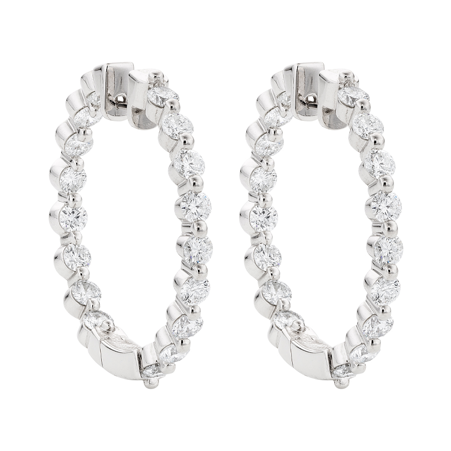 4.93 CTW In and Out Hoop Earrings 32mm 0
