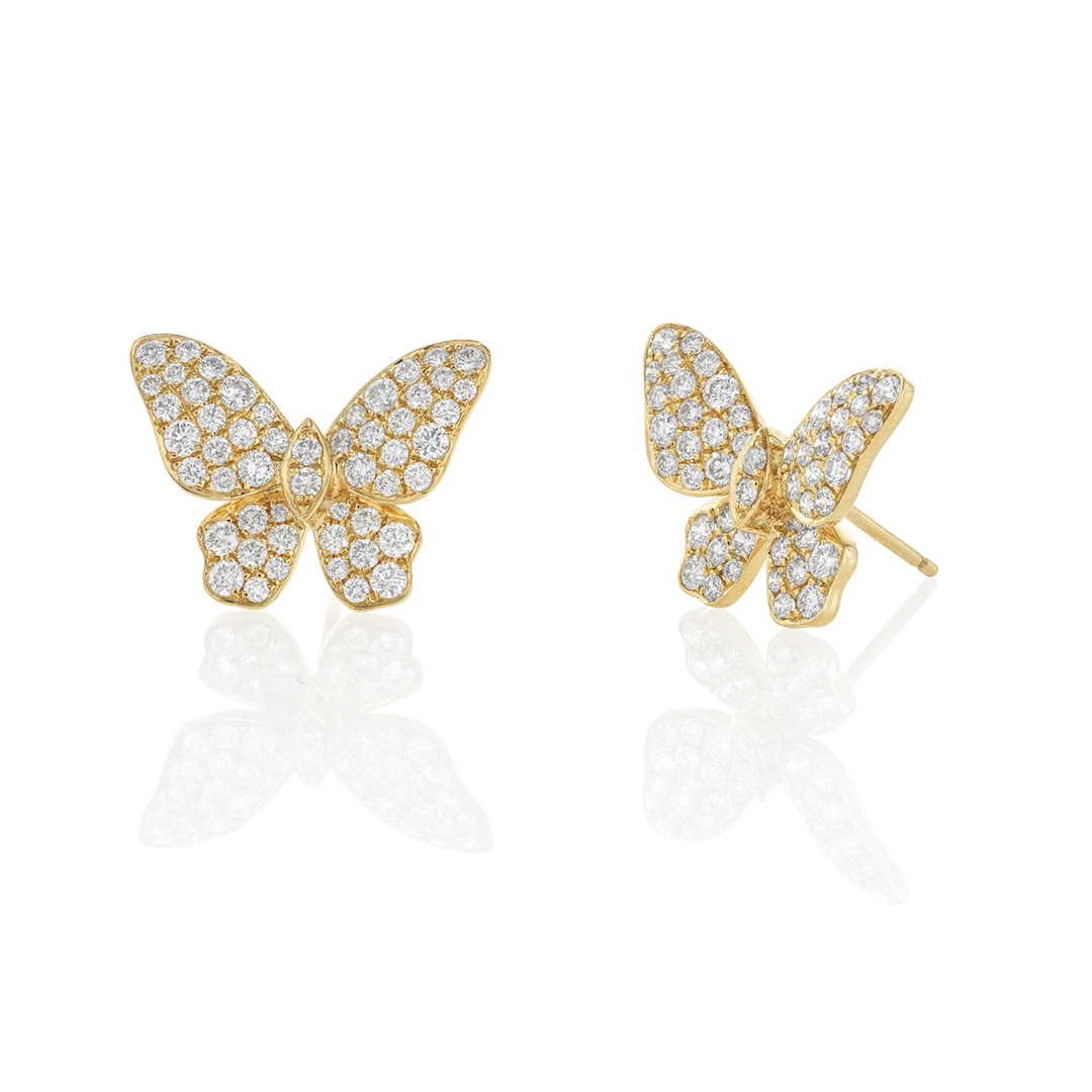 Pave Diamond Butterfly Post Earrings 0