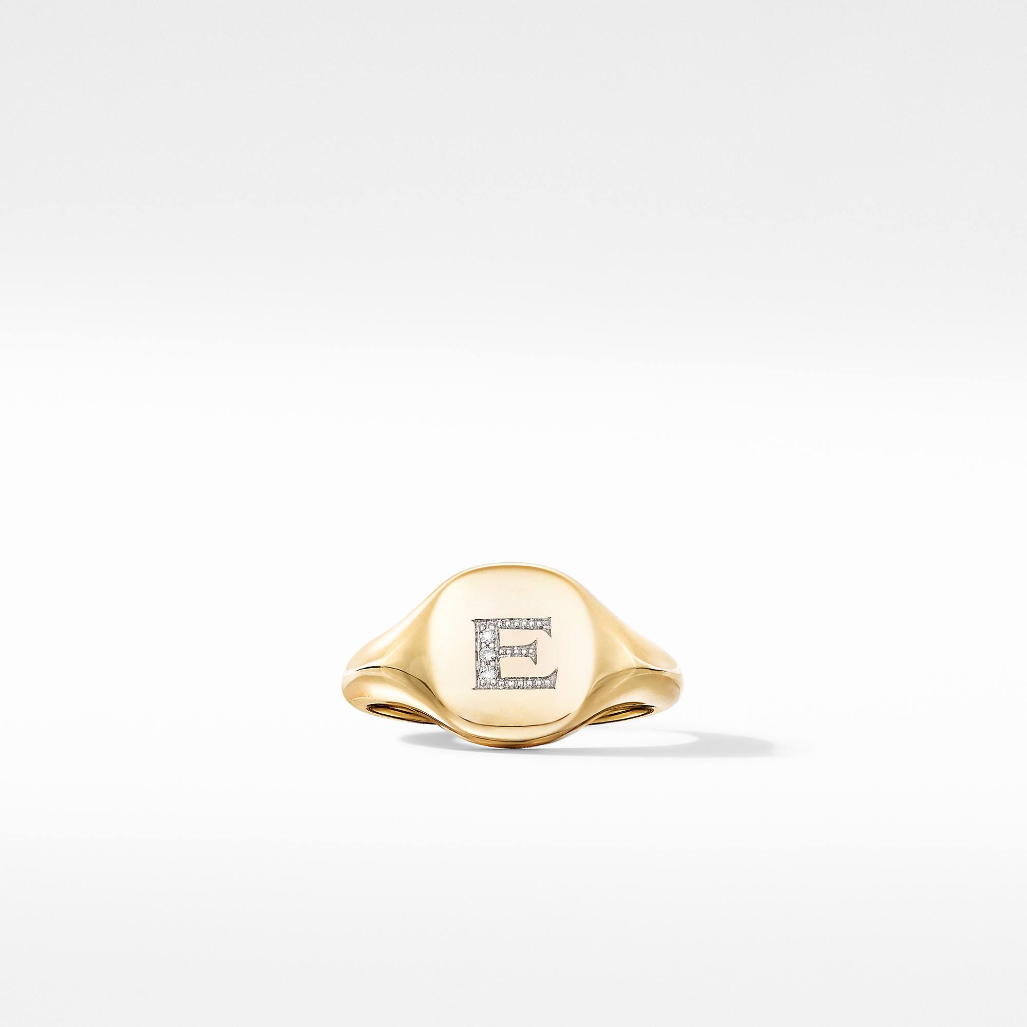 Mini DY Initial Pinky Ring in 18K Yellow Gold with Diamonds_3