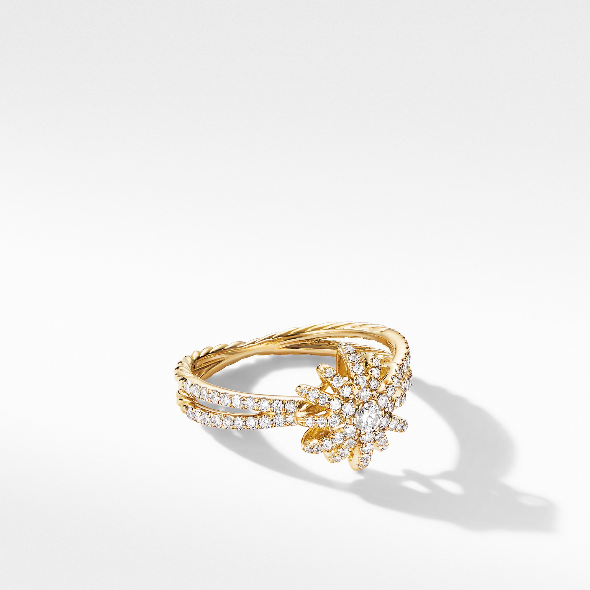 David Yurman Starburst Ring in 18K Yellow Gold with Pave Diamonds, size 7 0