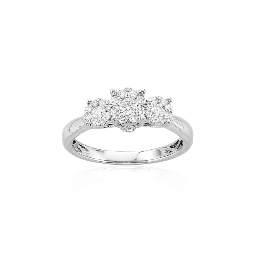 3 Stone Round Diamond Engagement Ring 0