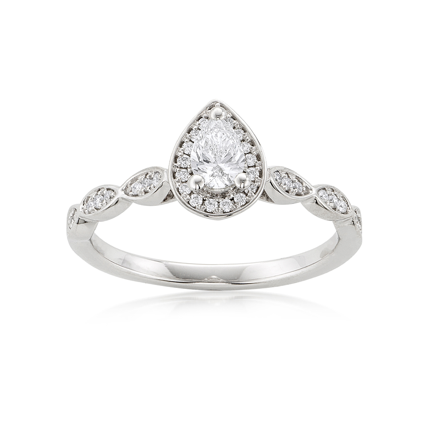 0.33 CT Pear Shaped Diamond Engagement Ring 0