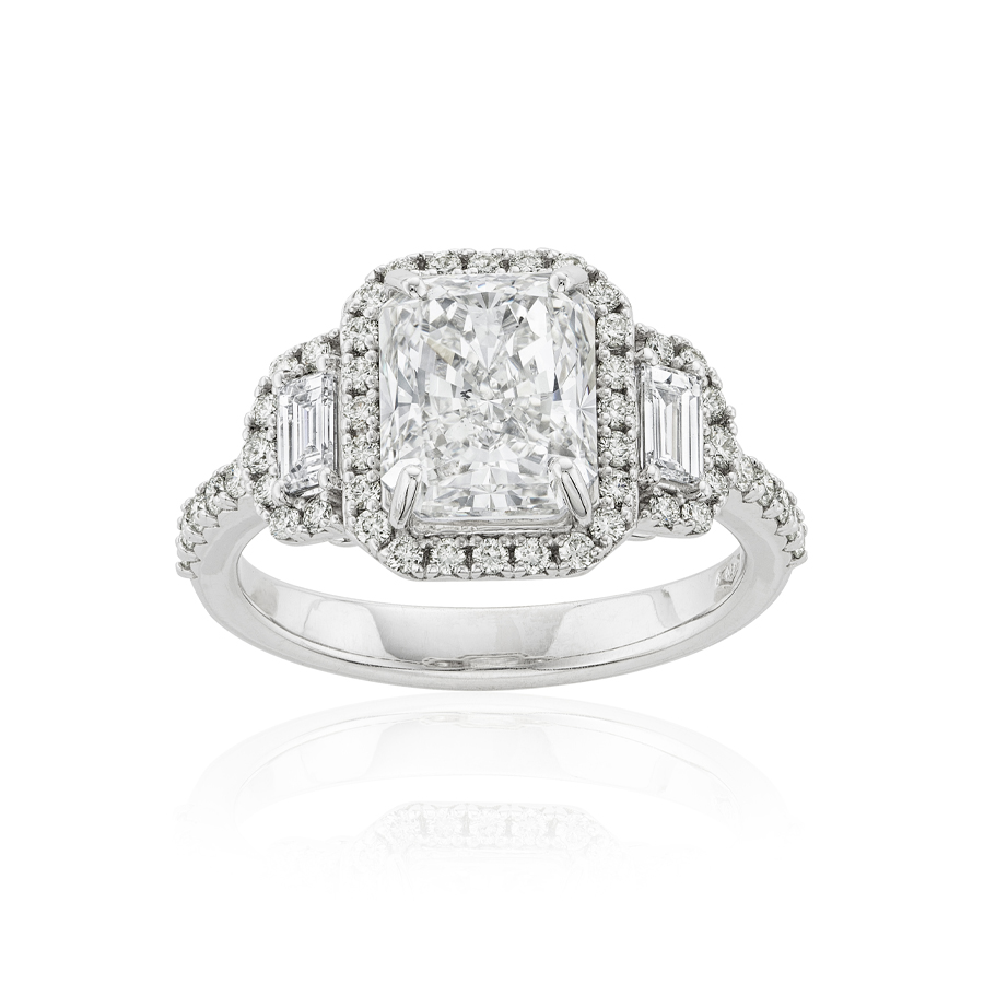 3.02 CT Radiant Cut Diamond White Gold Engagement Ring 1