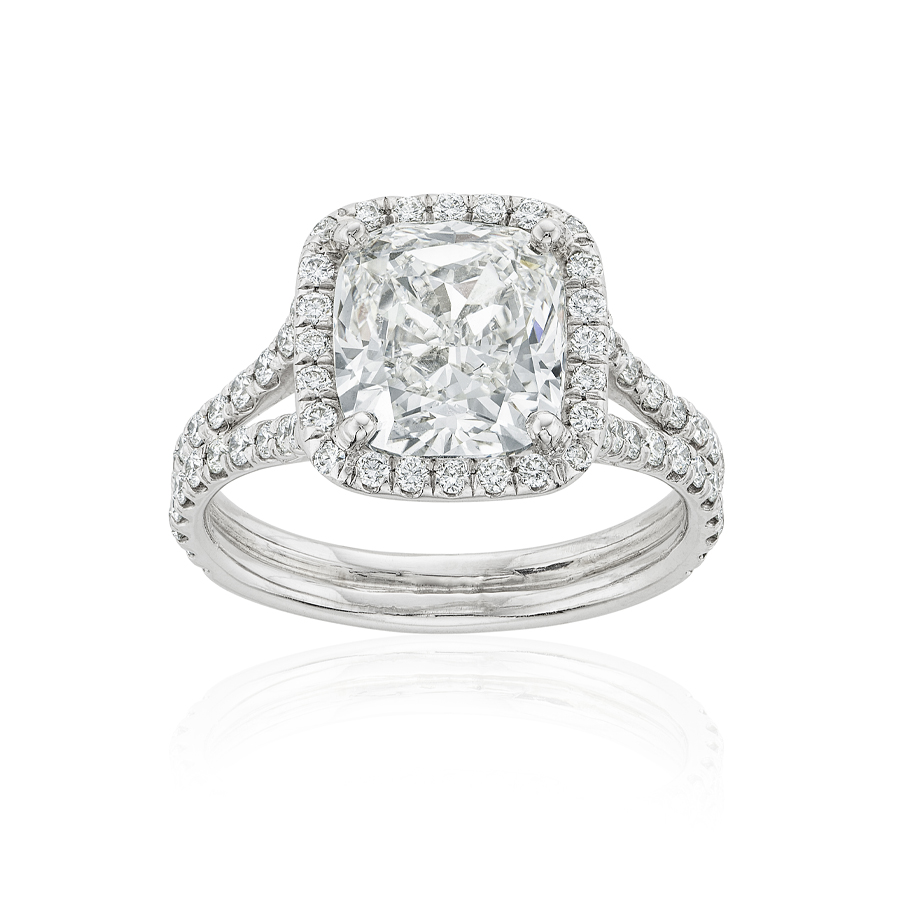 3.26 CT Cushion Cut Diamond Platinum Engagement Ring 1