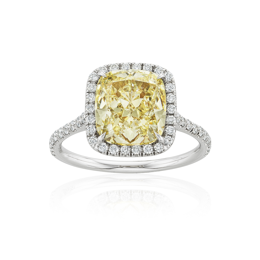 3.87 CT Cushion Cut Yellow Gold Diamond Engagement Ring 1