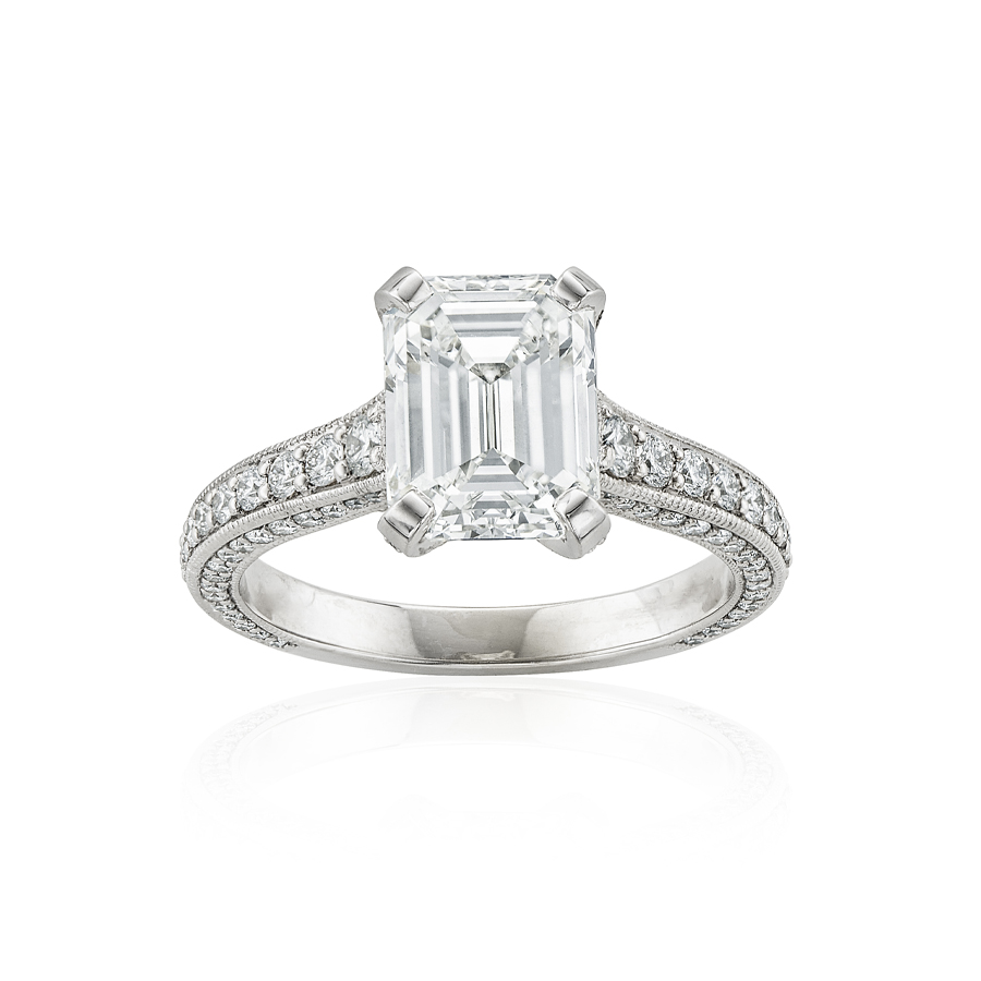 3.00 CT Emerald Cut Diamond White Gold Engagement Ring 0