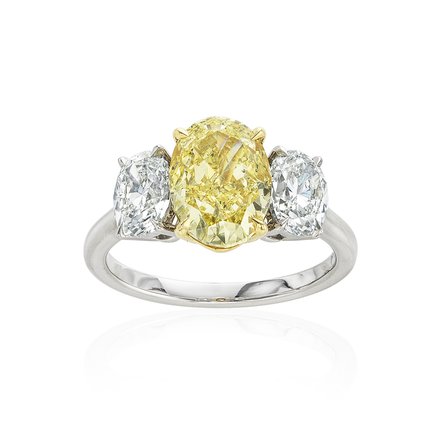 3.01 CT Oval Cut Yellow Gold Platinum Engagement Ring 1