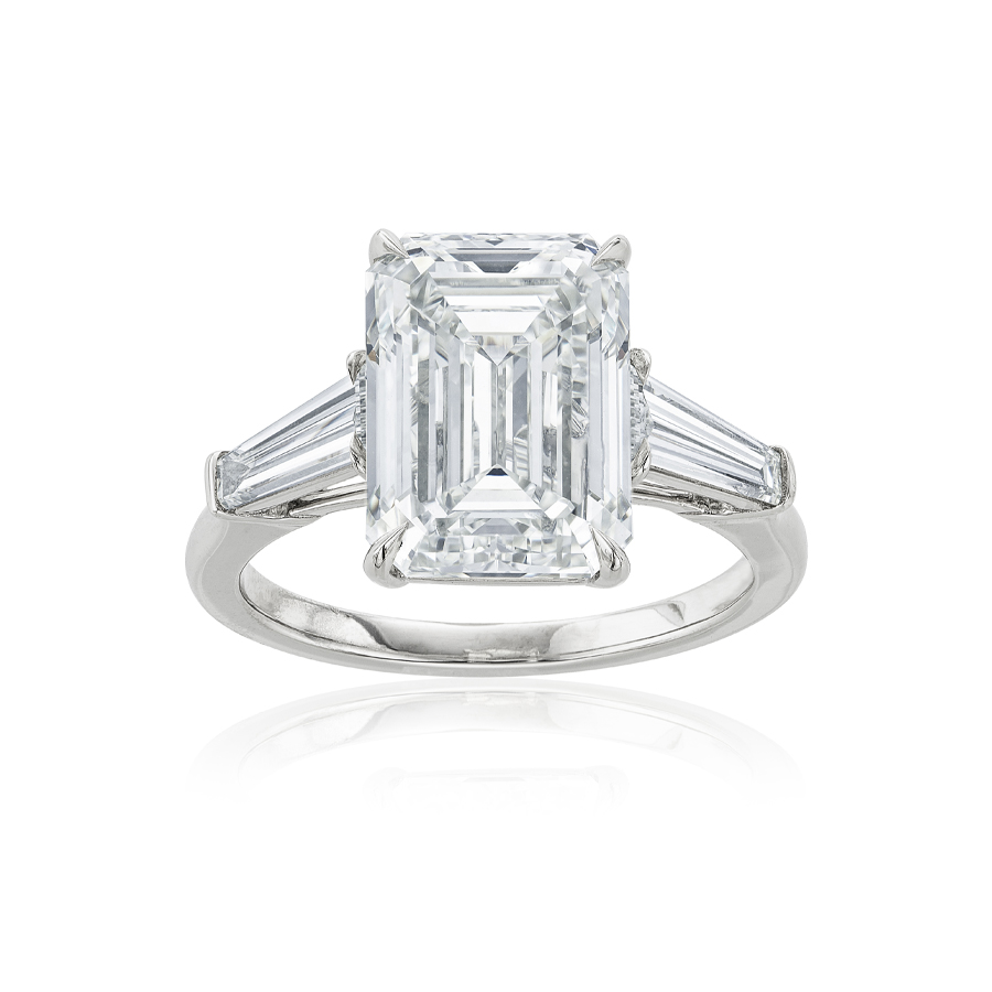 6.01 CT Emerald Cut Diamond Platinum Engagement Ring 1