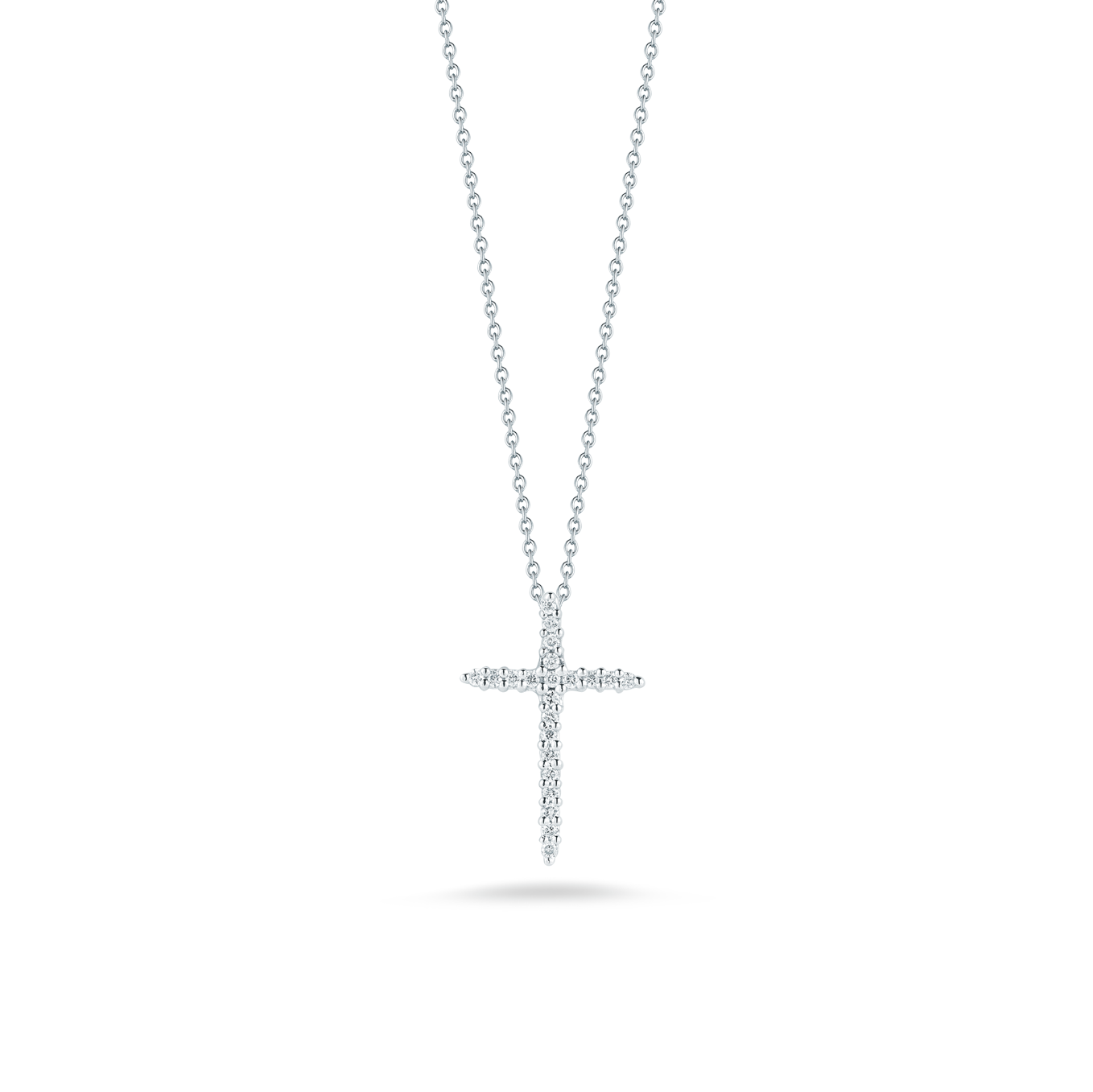 Roberto Coin 18k  Thin Diamond Cross Necklace in White Gold 0