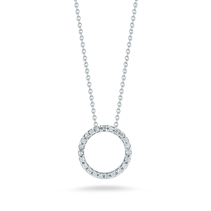 Roberto Coin 18k Tiny Treasures Small Diamond Circle Pendant Necklace 0