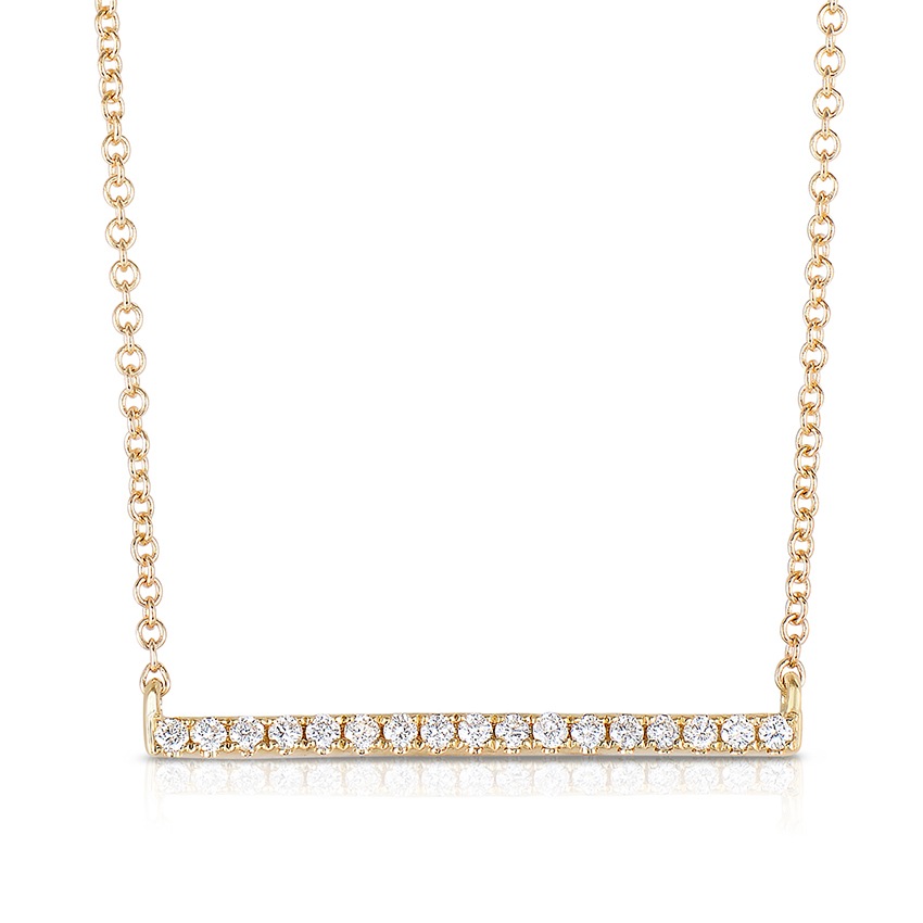 Pave Diamond Bar Necklace in Yellow Gold 0