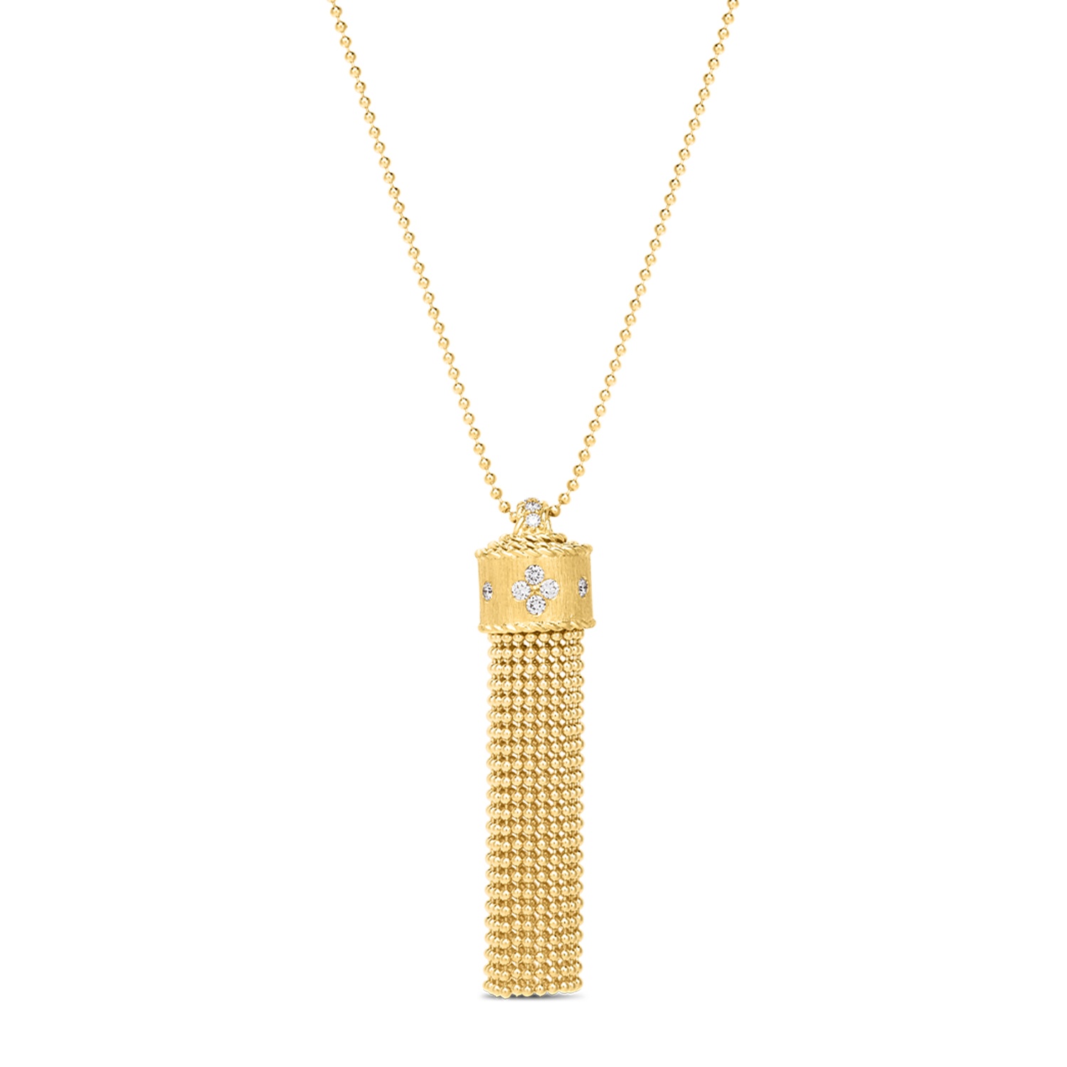 Roberto Coin 18k Yellow Gold Princess Flower Diamond Tassel Pendant Necklace 0