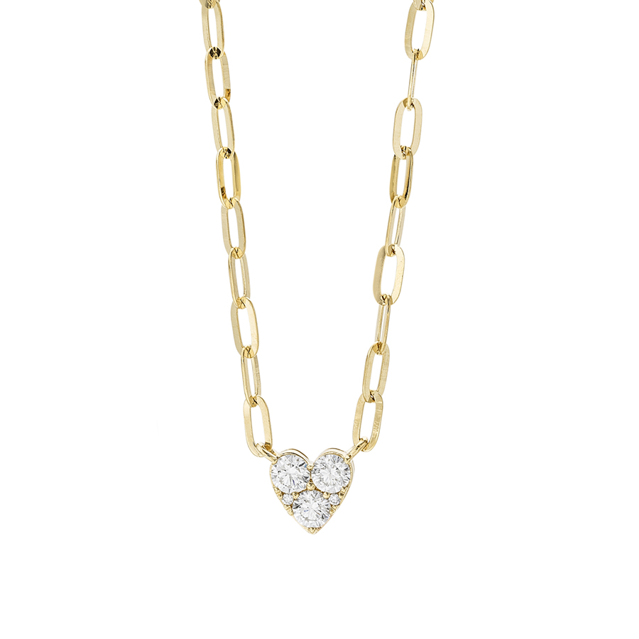 Diamond Heart Paperclip Necklace 0