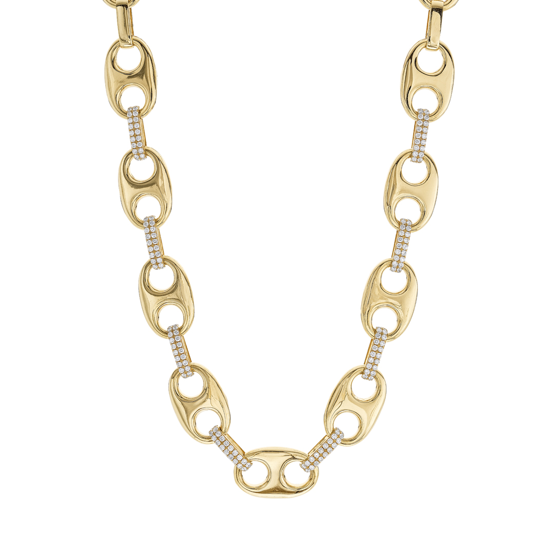 Mariner Link Necklace with Diamonds 0