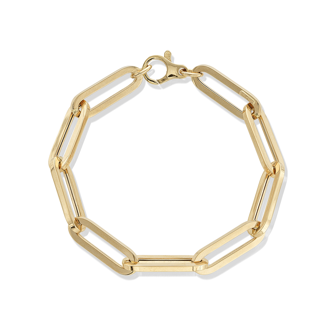 Large Yellow Gold Paperclip Link Bracelet 0