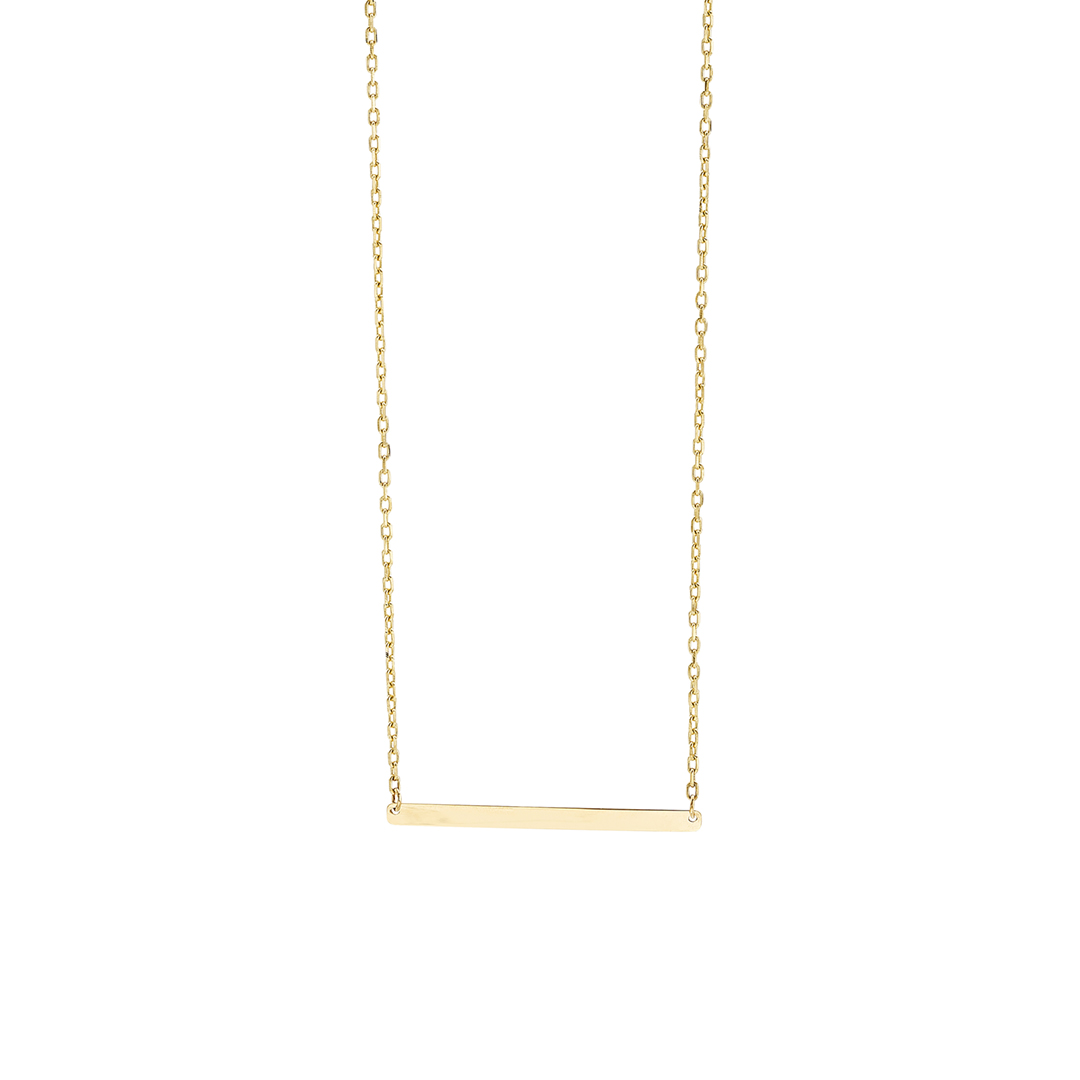 14K Yellow Gold Polished Bar Necklace