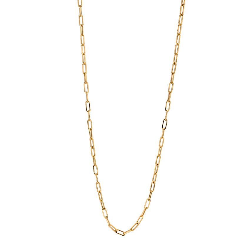 Yellow Gold 31.5 inch Rectangular Link Chain Necklace 0