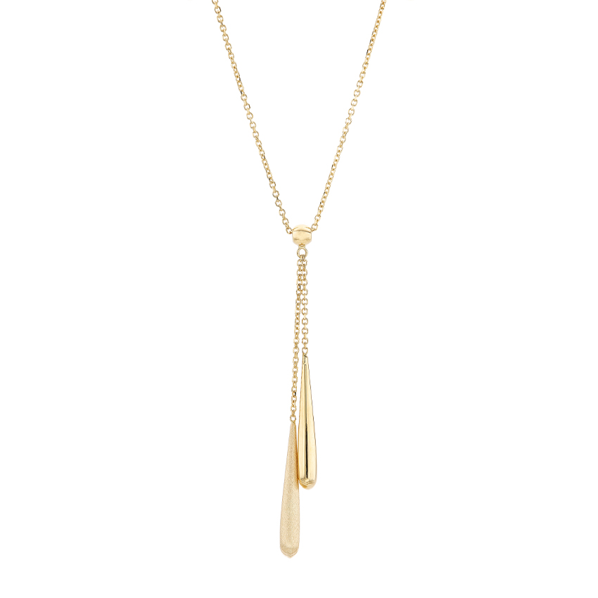 Double Drop Pendant Necklace in Yellow Gold 0