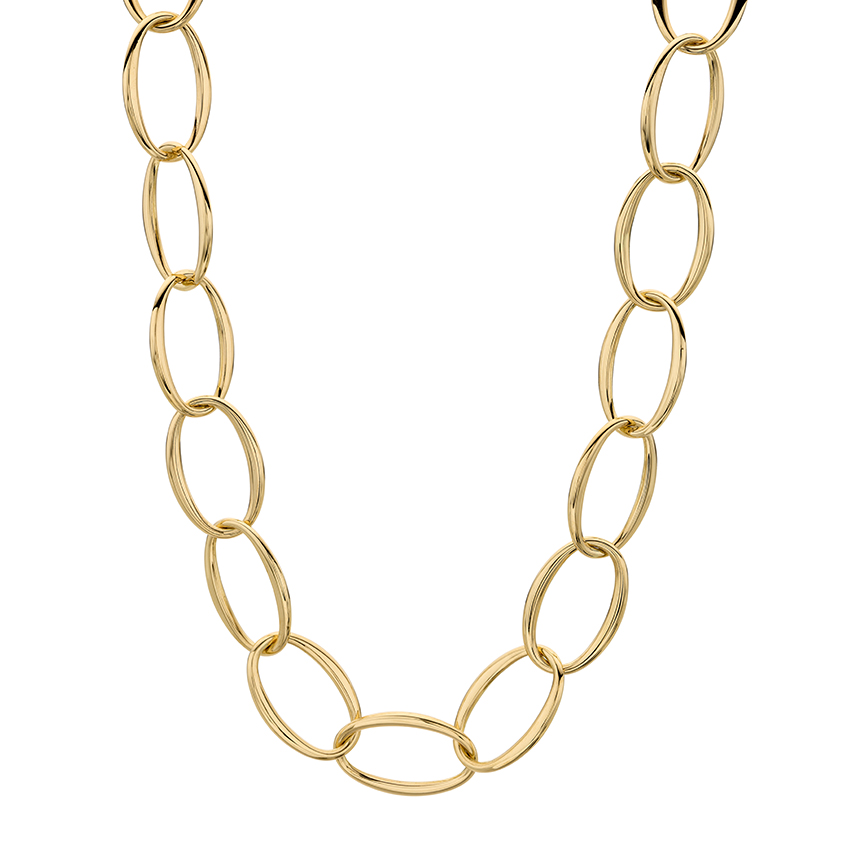 Yellow Gold Open Oval Link 18 inch Necklace 0