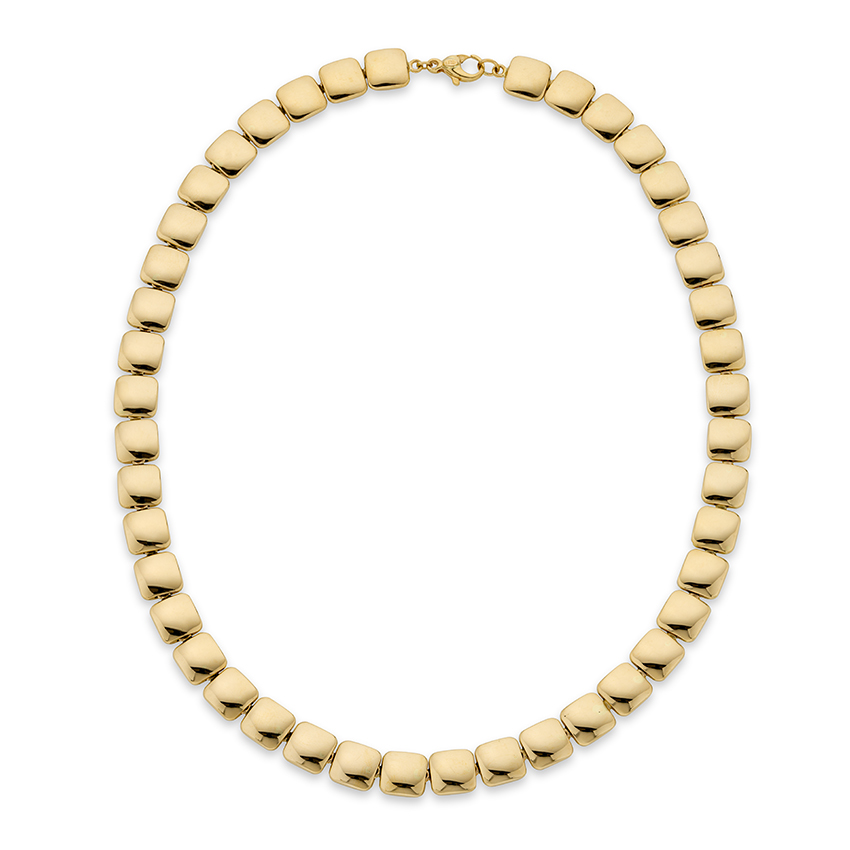 Yellow Gold Reversible Cushion Shaped Bead Necklace 0