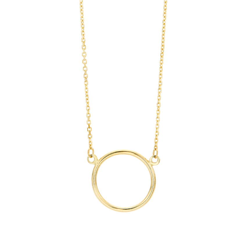Yellow Gold Open Circle Pendant Necklace 0