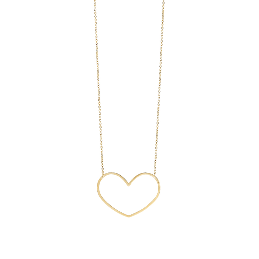 Polished Yellow Gold Open Heart Necklace, small
