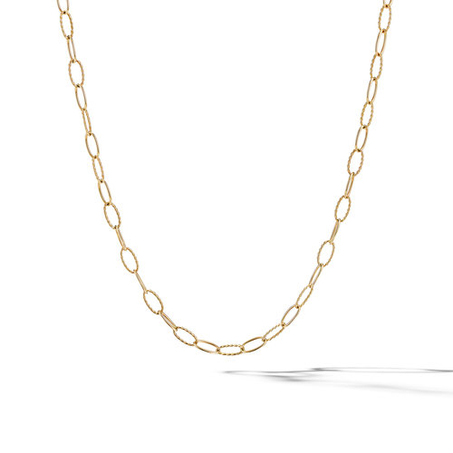 David Yurman Stax Elongated Oval Link Necklace in 18K Yellow Gold
