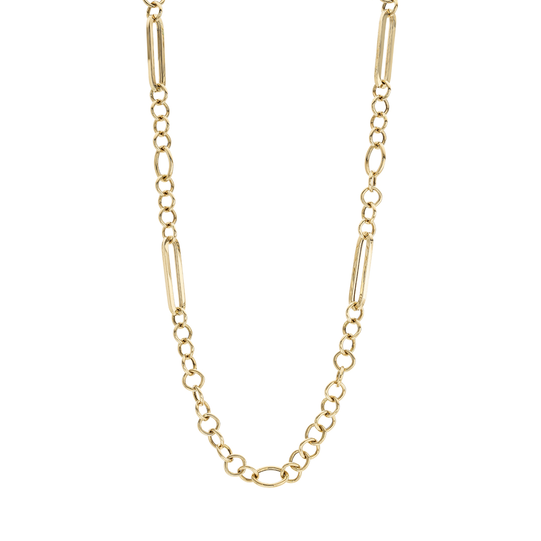 Round and Oval Gold Link Toggle Necklace 0