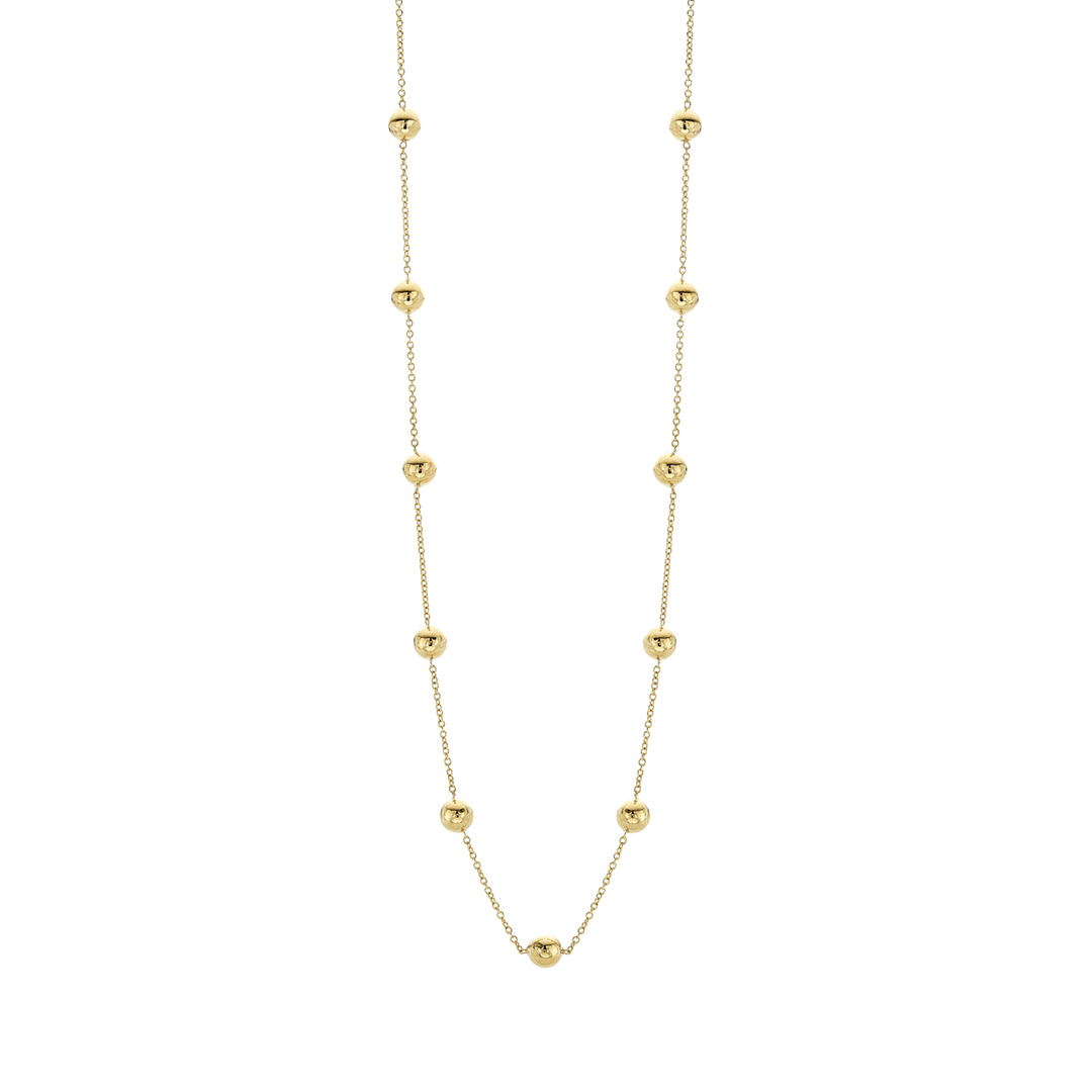 Polished Yellow Gold Ball Station Necklace 0