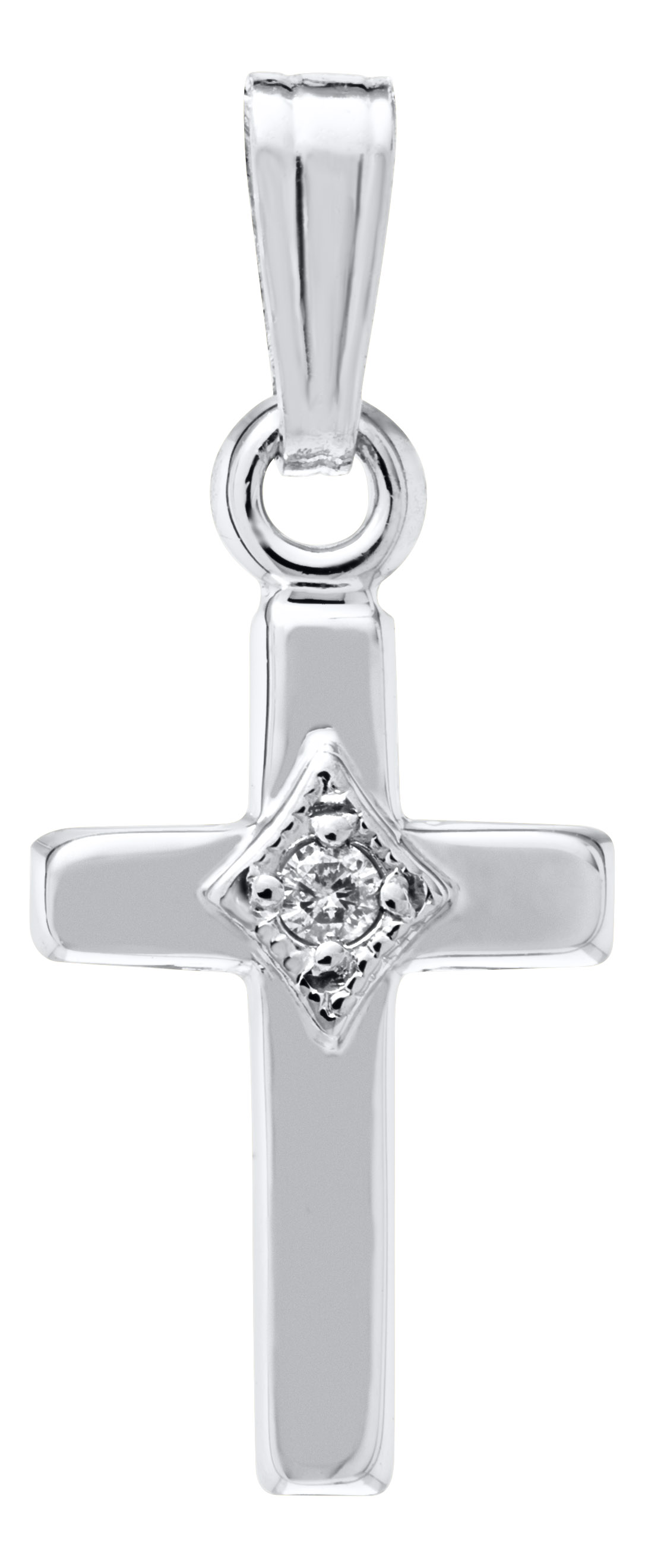 Child's White Gold Diamond Cross Necklace 1