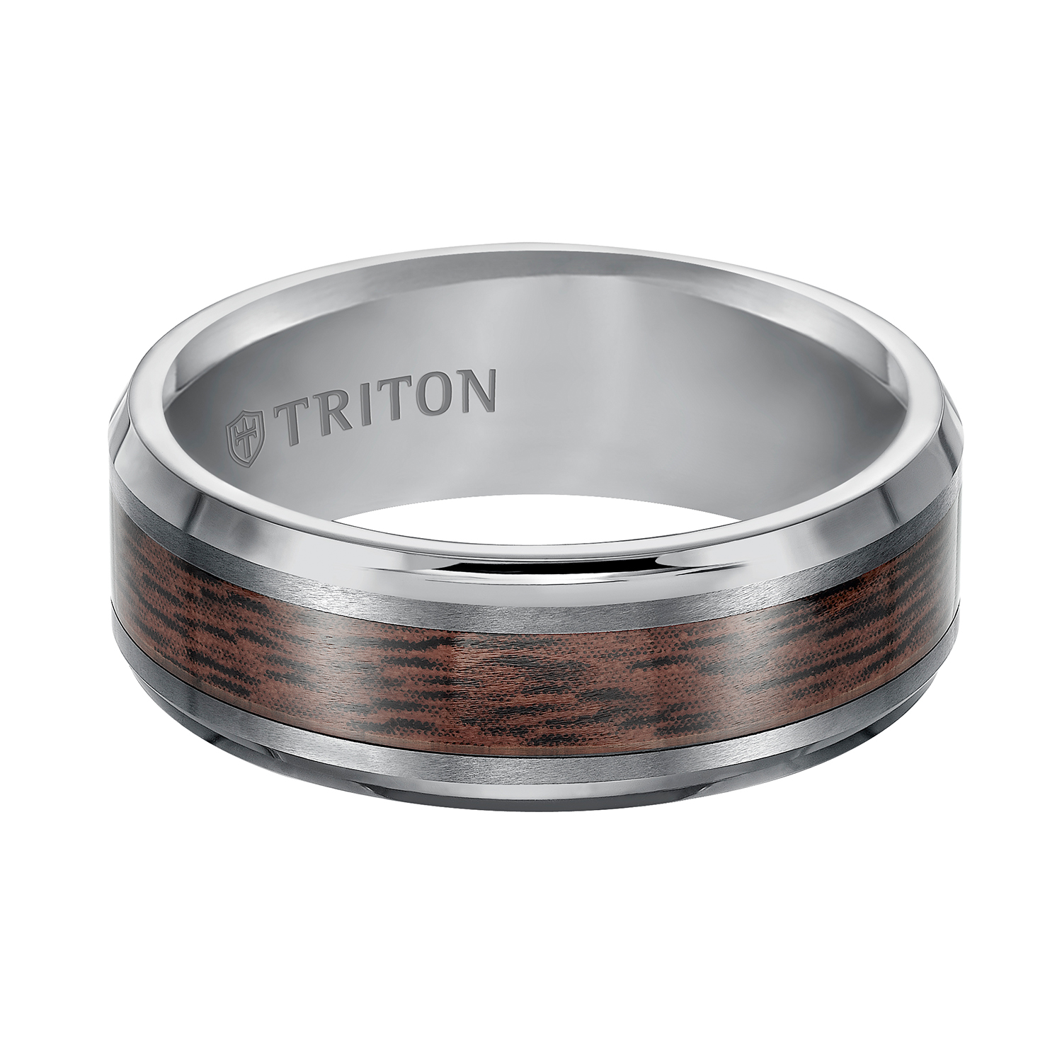 Triton 8mm Tungsten Band With Wood Inlay 0