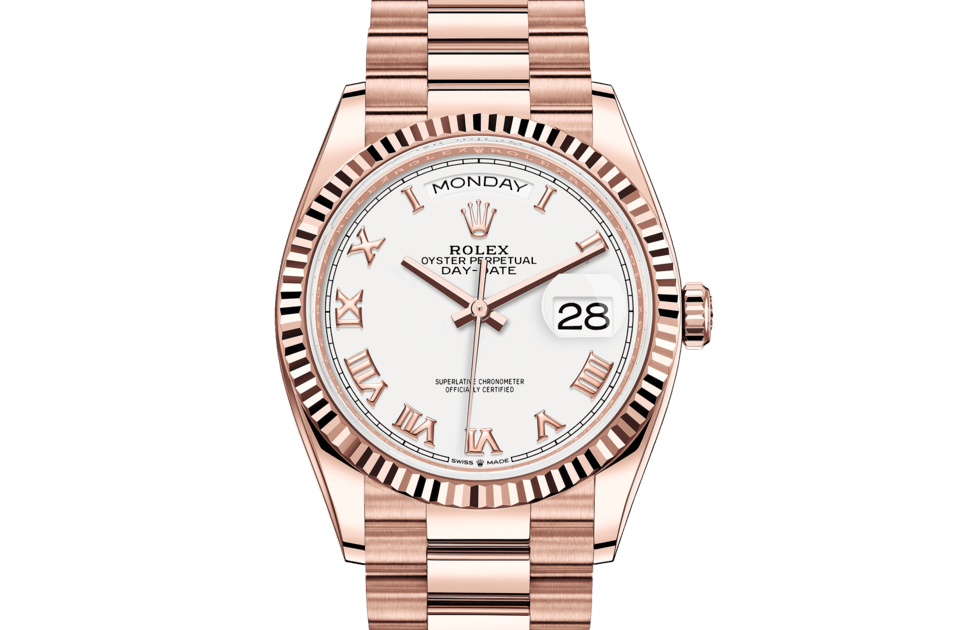 Rolex Day-Date 36, m128235-0052. Available at Lee Michaels Fine Jewelry