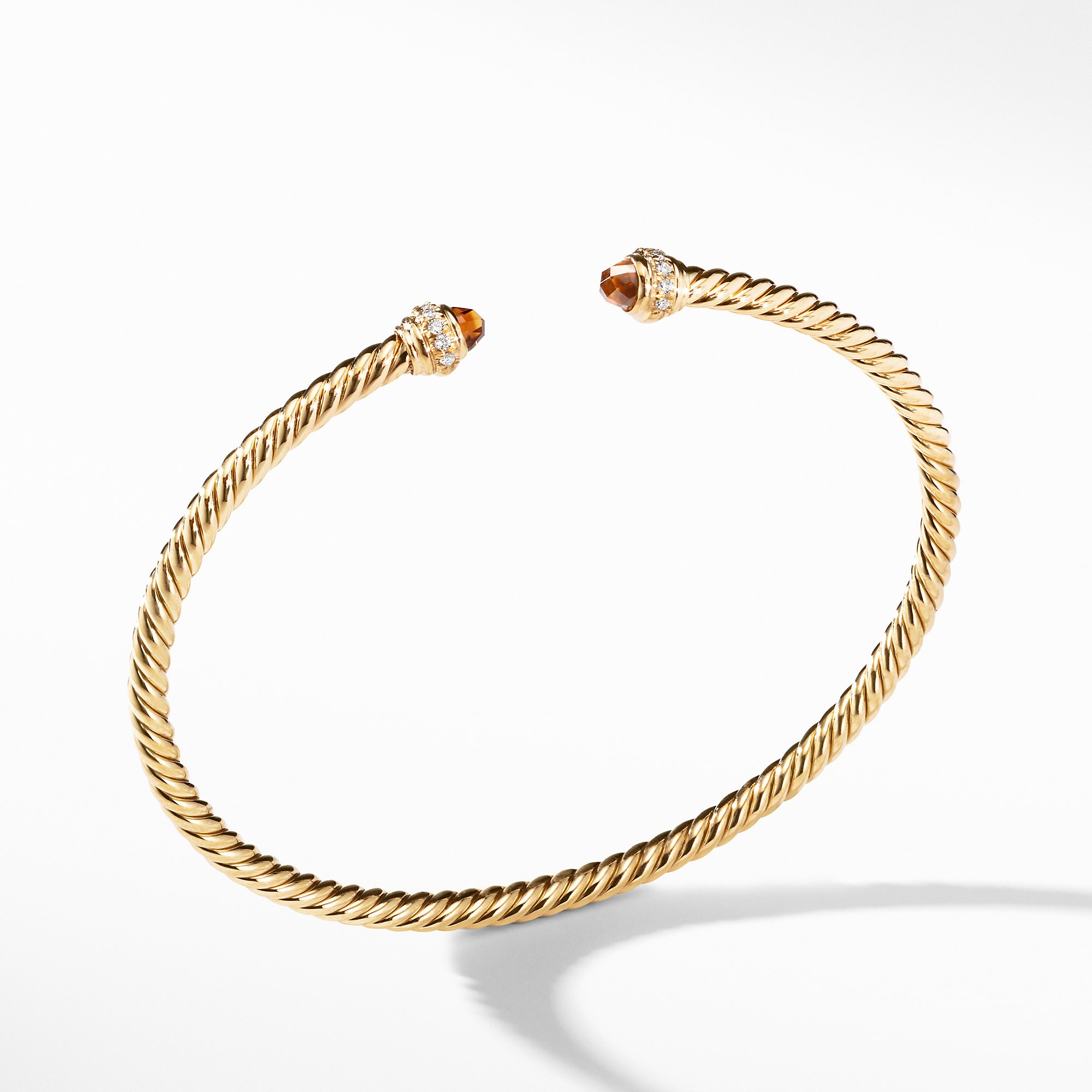 David Yurman Cable Spira Bracelet in 18K Gold with Madeira Citrine and Diamonds, 3mm 0