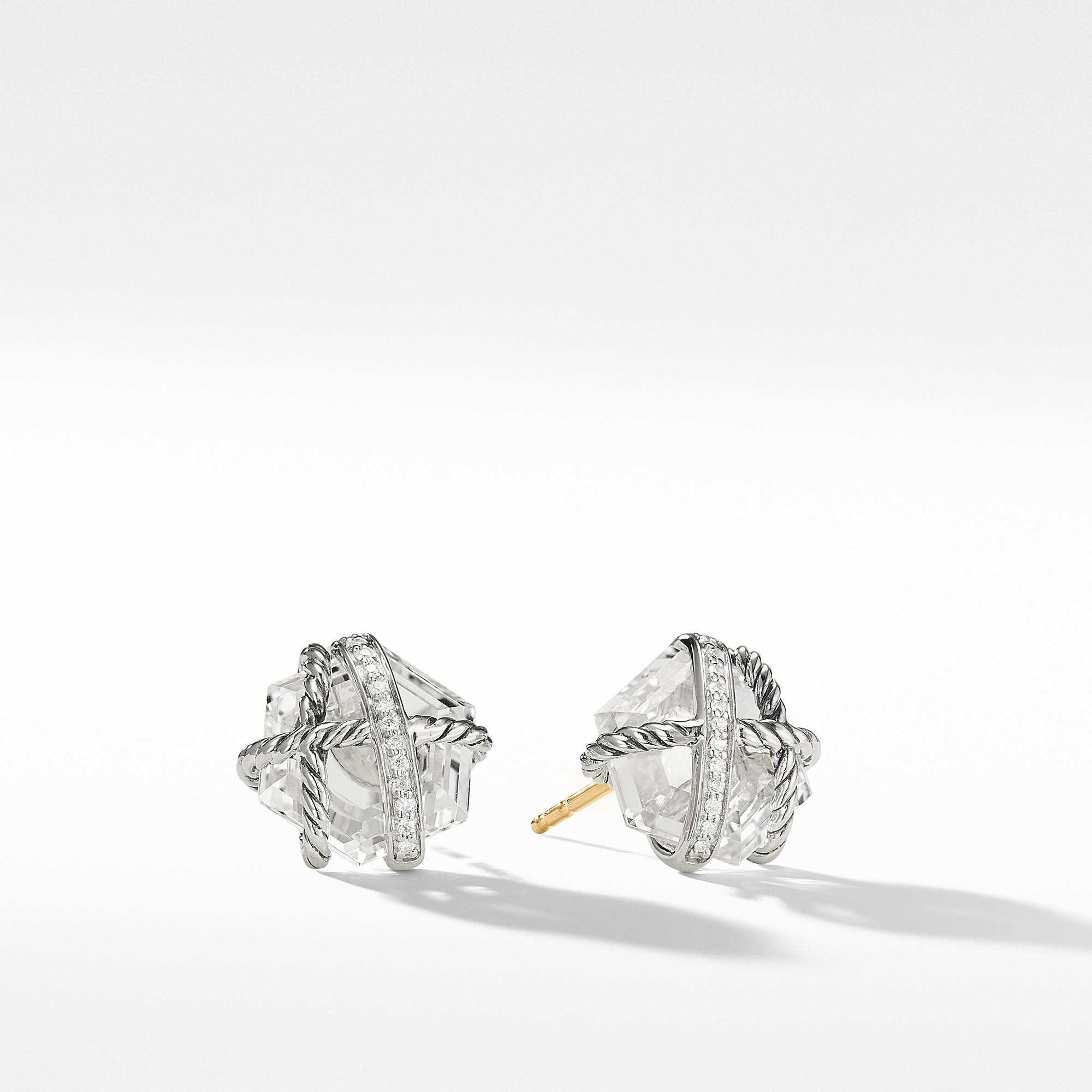 David Yurman Cable Wrap Earrings with Crystal and Diamonds 0