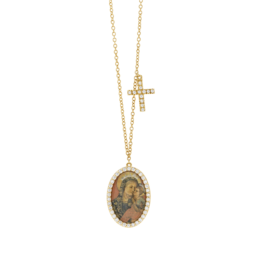 Madonna Della Tenerezza Pendant Necklace with Diamonds