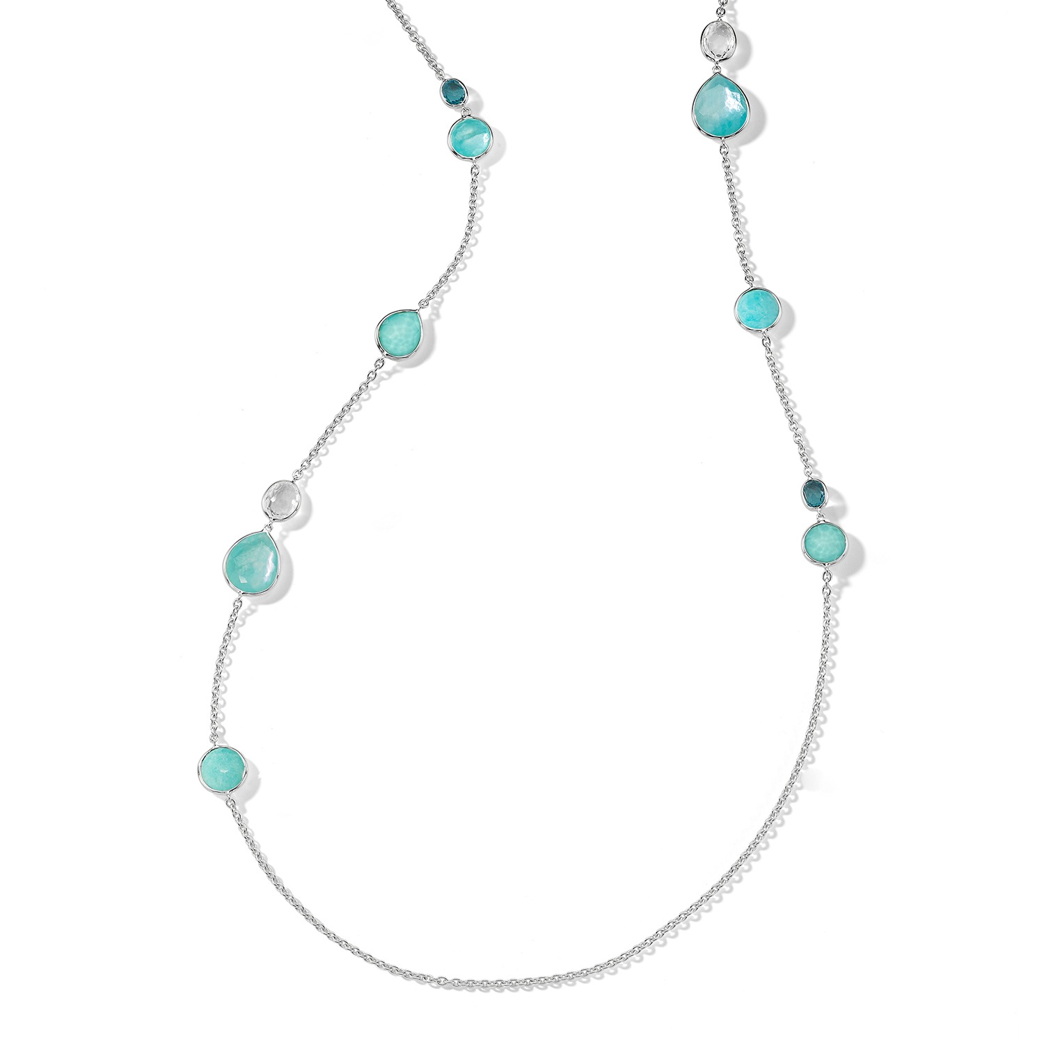 Ippolita Sterling Silver Rock Candy Waterfall Color Gemstone Station Necklace 0