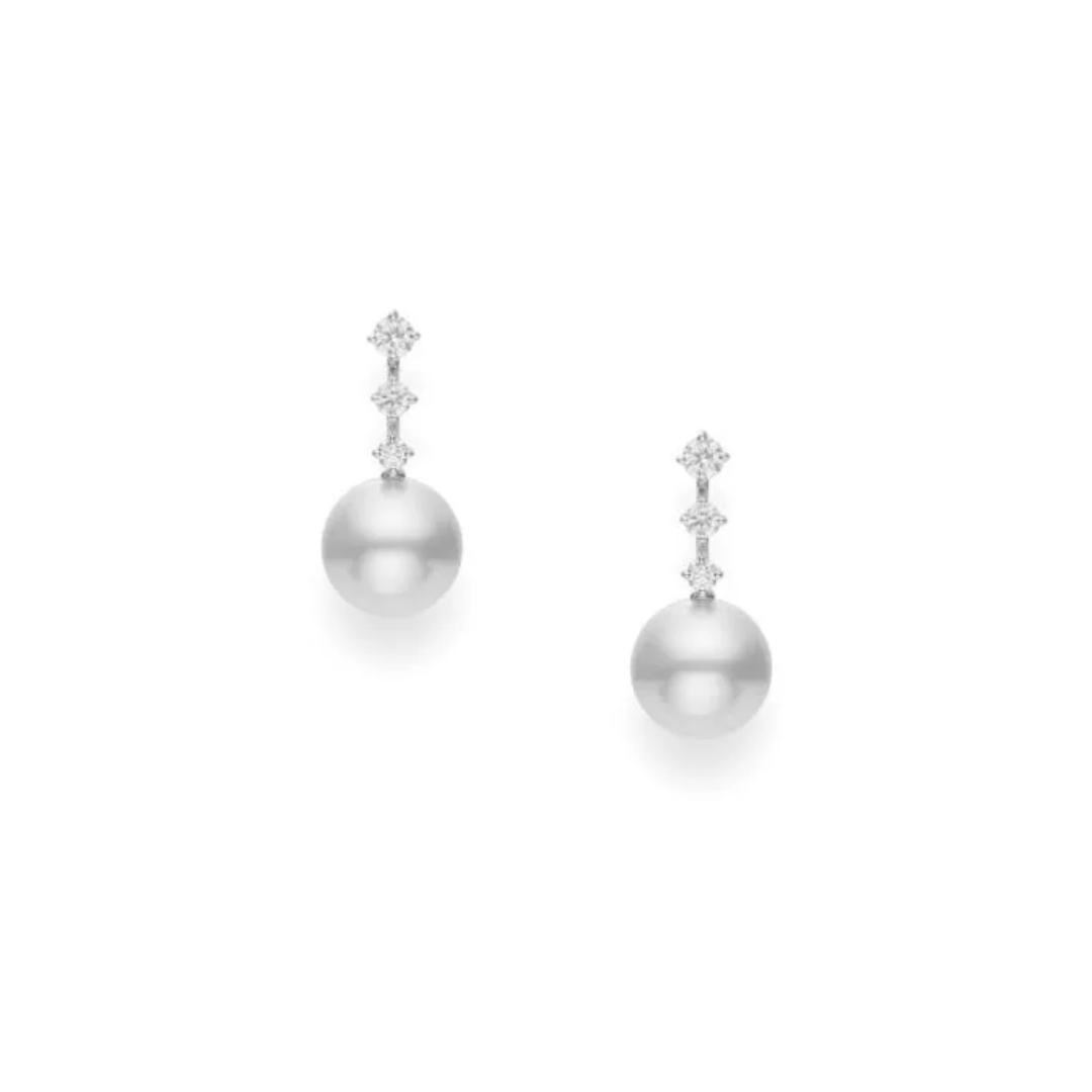 Mikimoto 11mm "A+" White South Sea Cultured Pearl and Diamond Drop Earrings 0