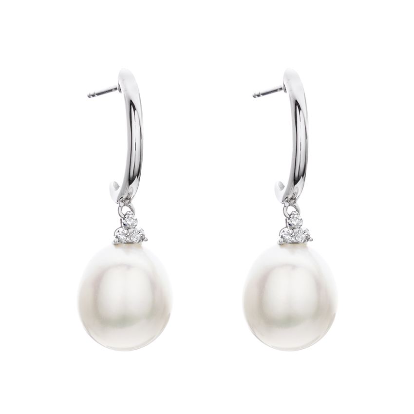 Pearl & Diamond Drop Earrings 0