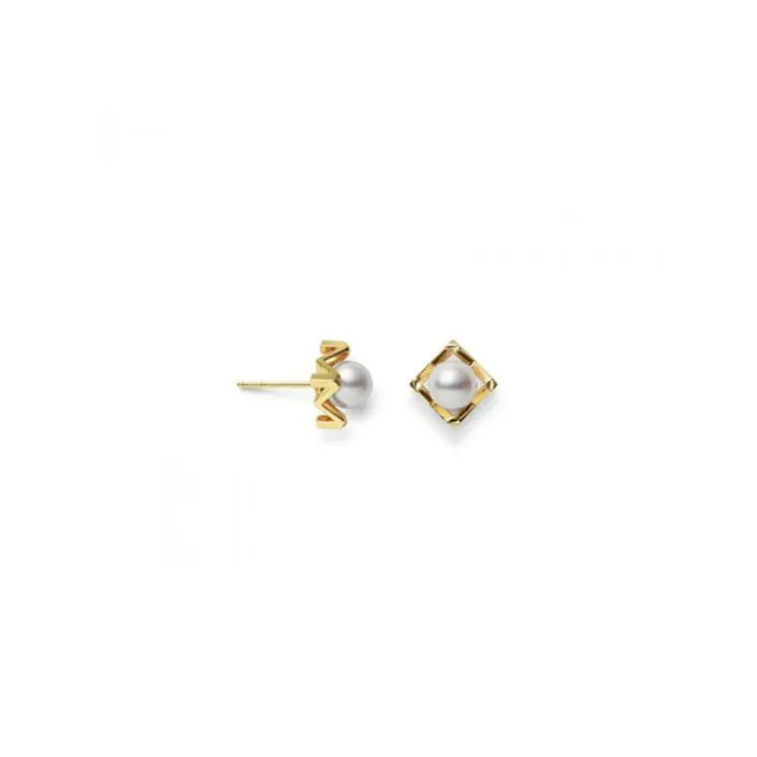 Mikimoto M Collection Akoya Cultured Pearl Earrings in 18K Yellow Gold