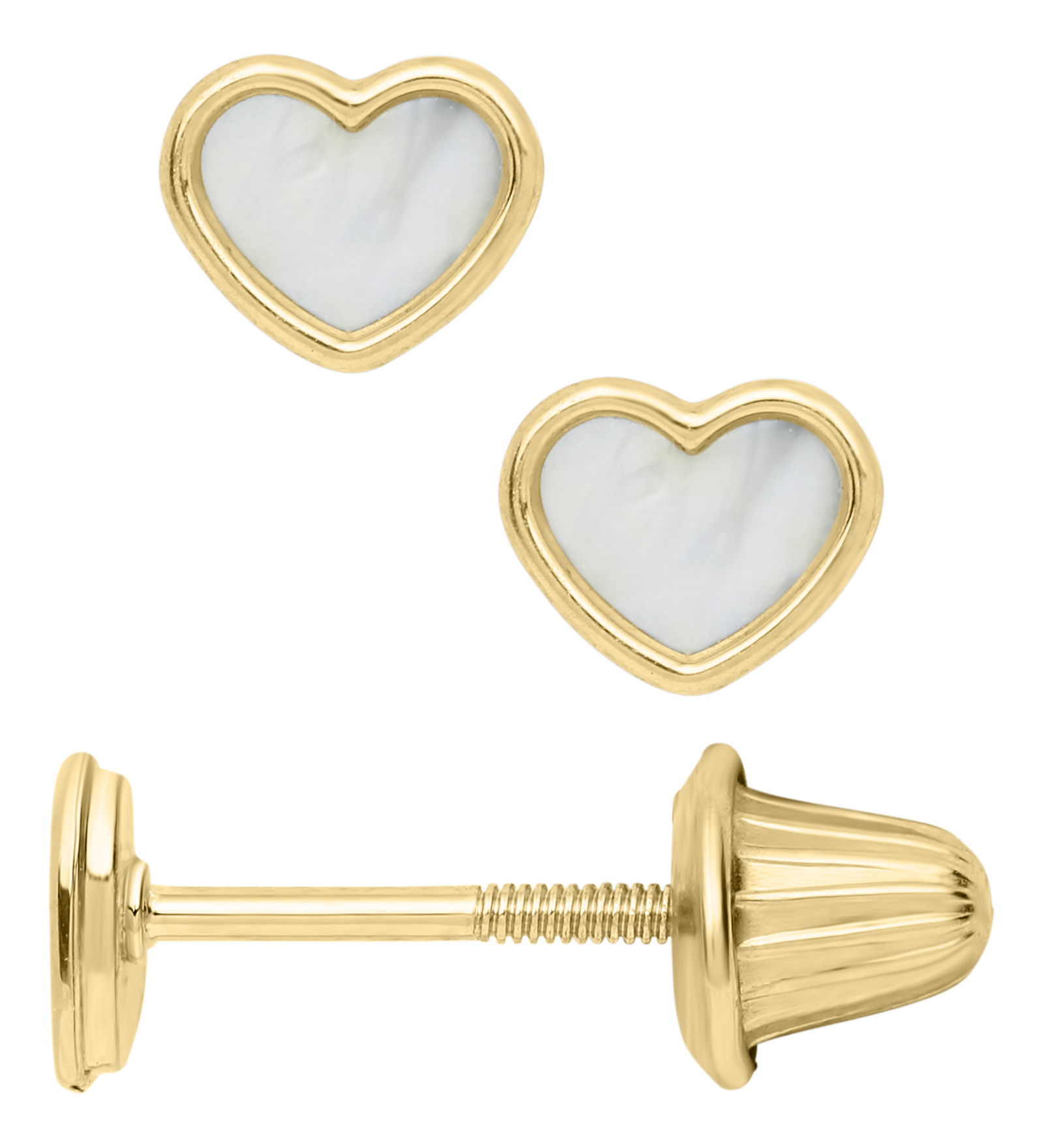 Child's Mother of Pearl Heart Earrings 1