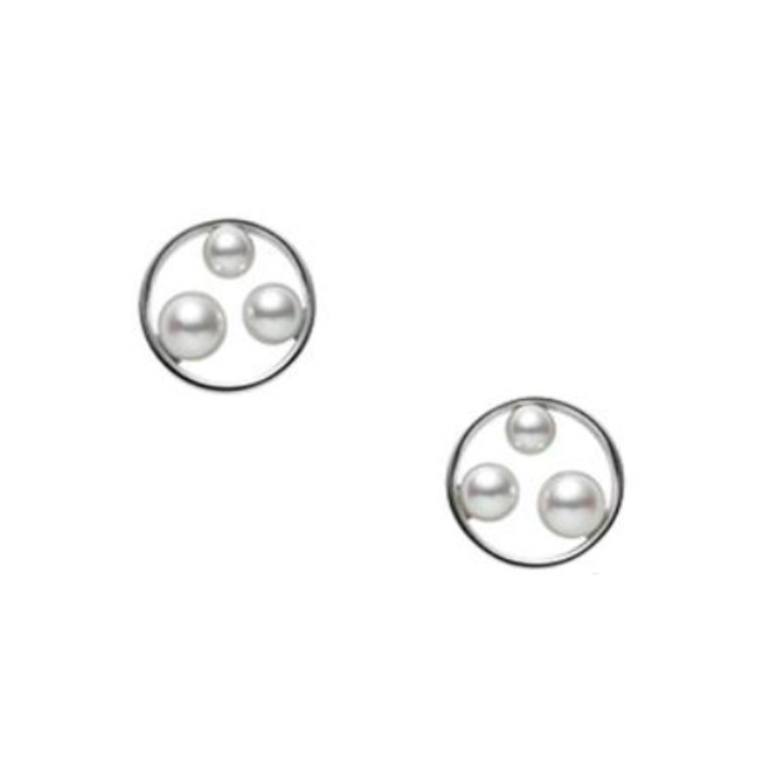 Mikimoto Open Circle "A+" Akoya Pearl Stud Earrings 0