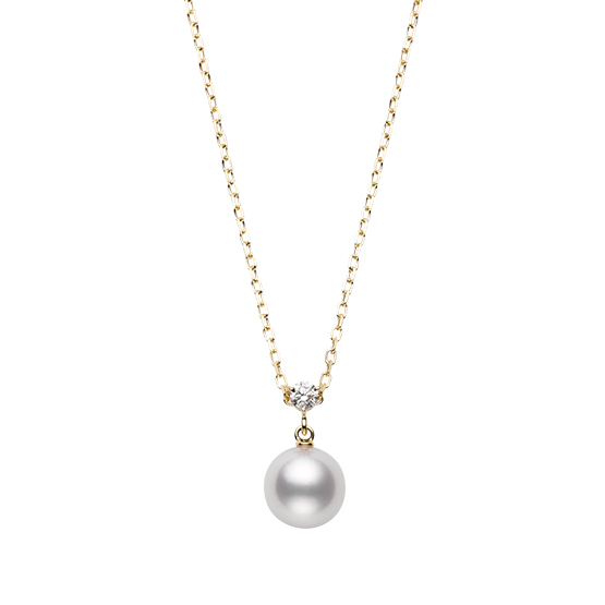 Mikimoto Akoya Cultured Pearl and Diamond Pendant in 18K Yellow Gold 0